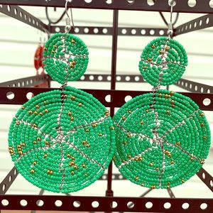 Green Beaded Earrings
